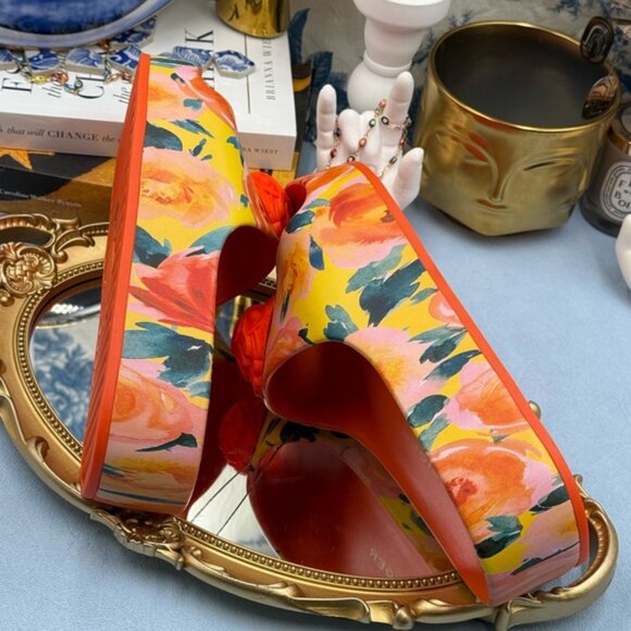 🆕 KURT GEIGER LONDON 🧿 NWOB Eagle Chunky Rubber Slide, Orange Floral, Sz US 7 - Picture 12 of 14